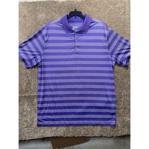 Nike Golf Tour Performance Dri-Fit Size XL Mens Polo Shirt Purple White Striped